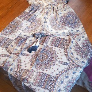 Long skirt short romper.